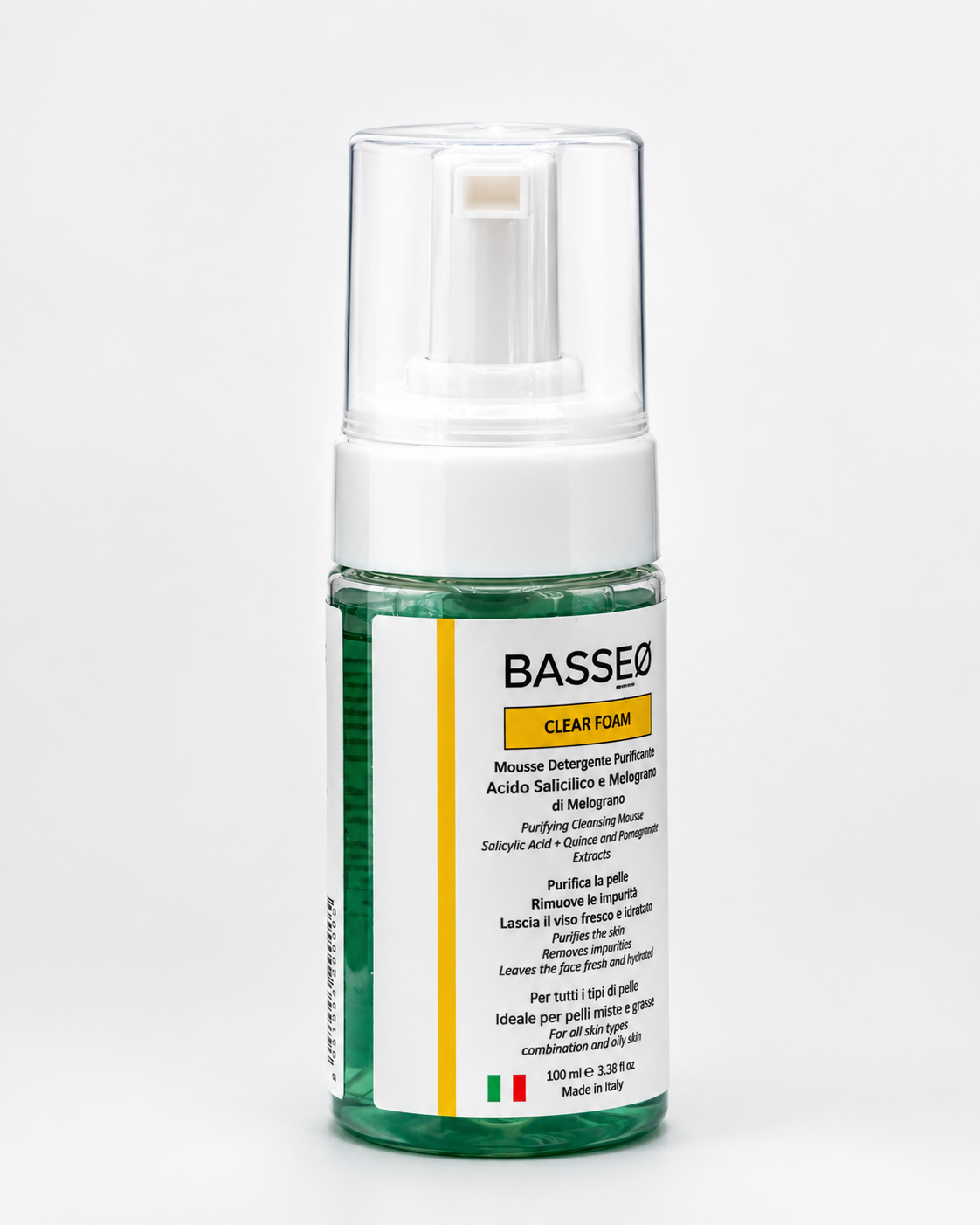 CLEAR FOAM - Mousse Detergente Purificante con Acido Salicilico, Cetriolo e Melograno 100 ml