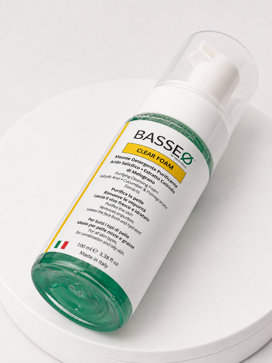 CLEAR FOAM - Mousse Detergente Purificante con Acido Salicilico, Cetriolo e Melograno 100 ml