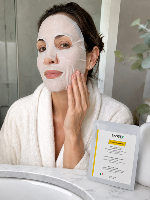 BAMBOO CLEAR MASK - Maschera Viso Bamboo per Macchie e Punti Neri con Acido Salicilico, Acido Mandelico e Vitamina C 1pz
